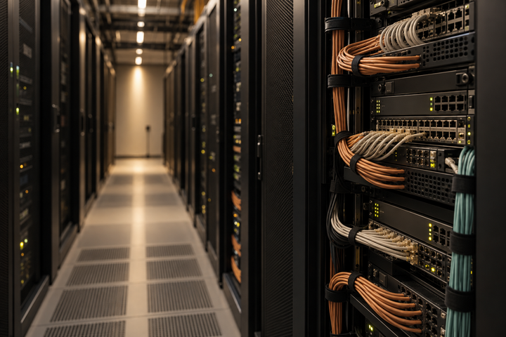 Illustration of physical networking equipment and cables