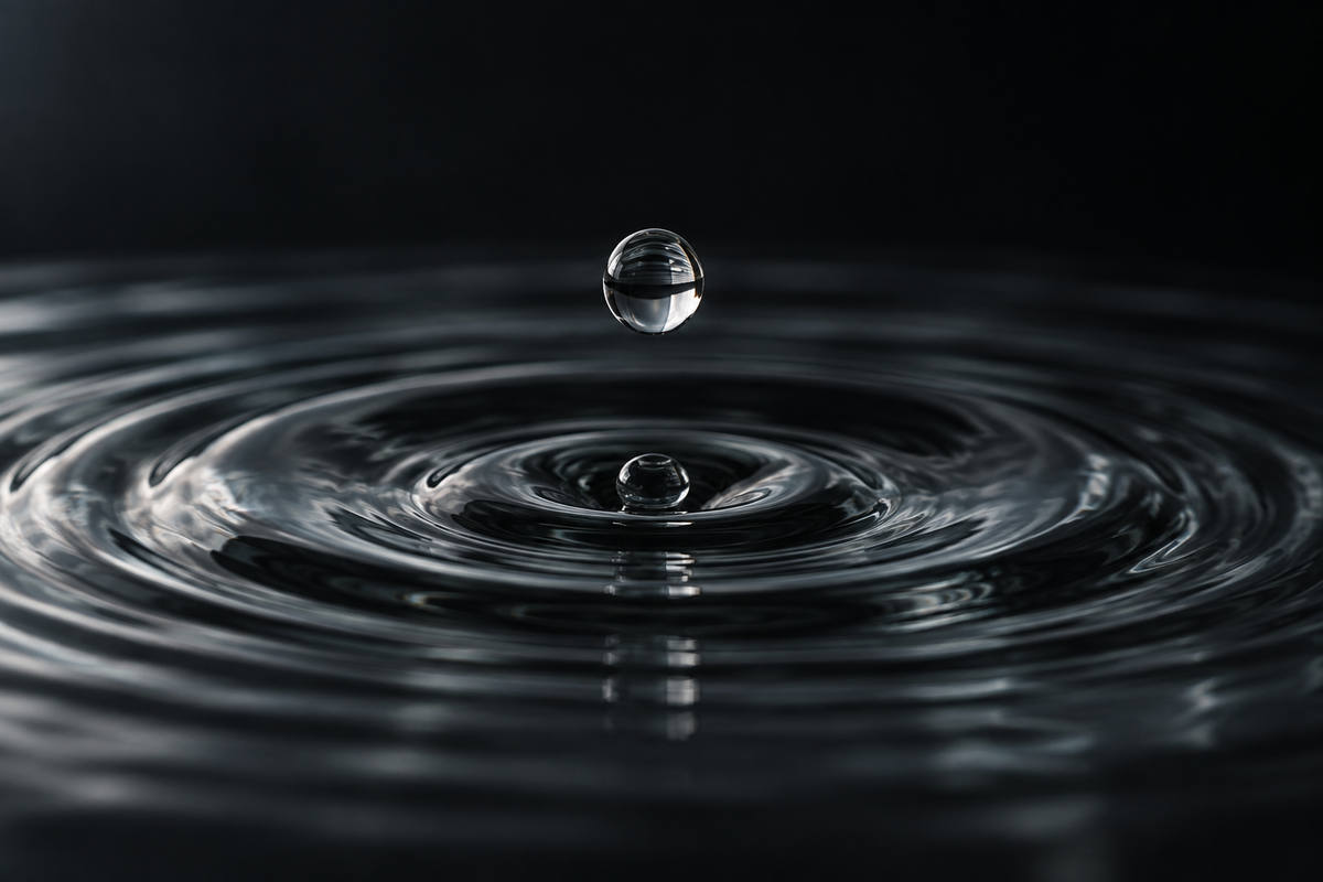 Conceptual illustration of a droplet and water ripples