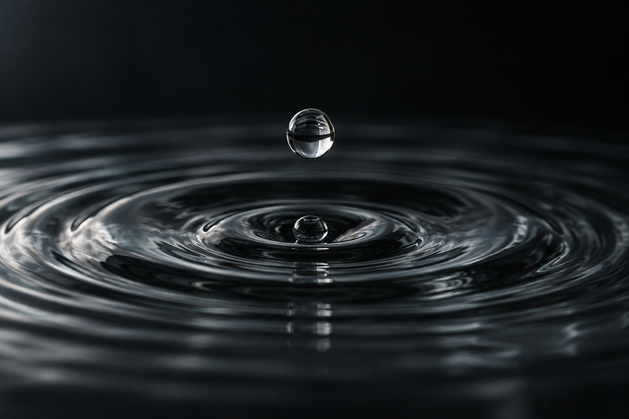 Conceptual illustration of a droplet and water ripples